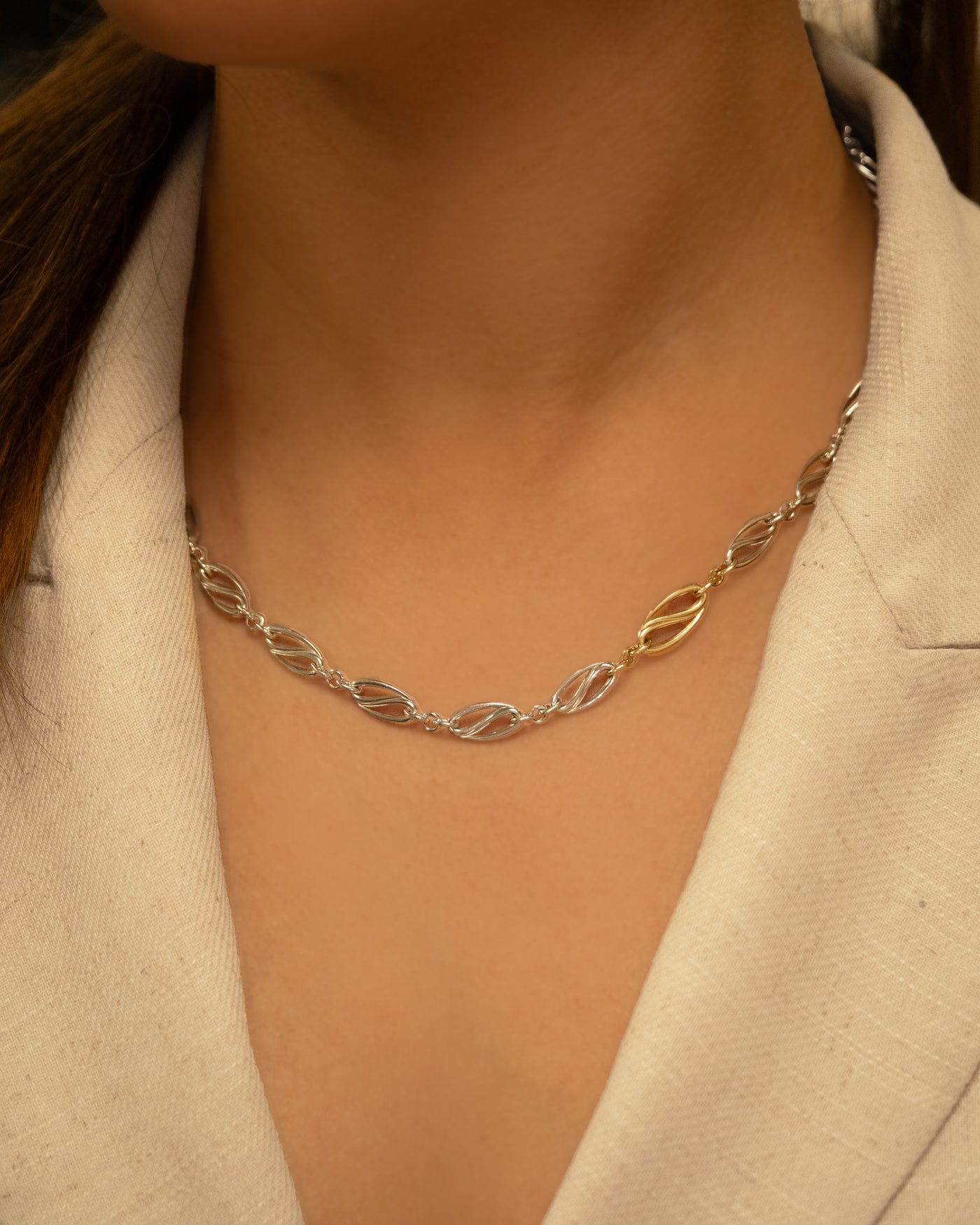 Legato Sterling Silver Yellow Gold Chain Necklace by The Village Goldsmith