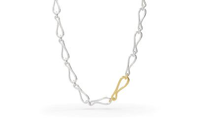 Crescendo Chain Sterling Silver and Yellow Gold Necklace by The Village Goldsmith