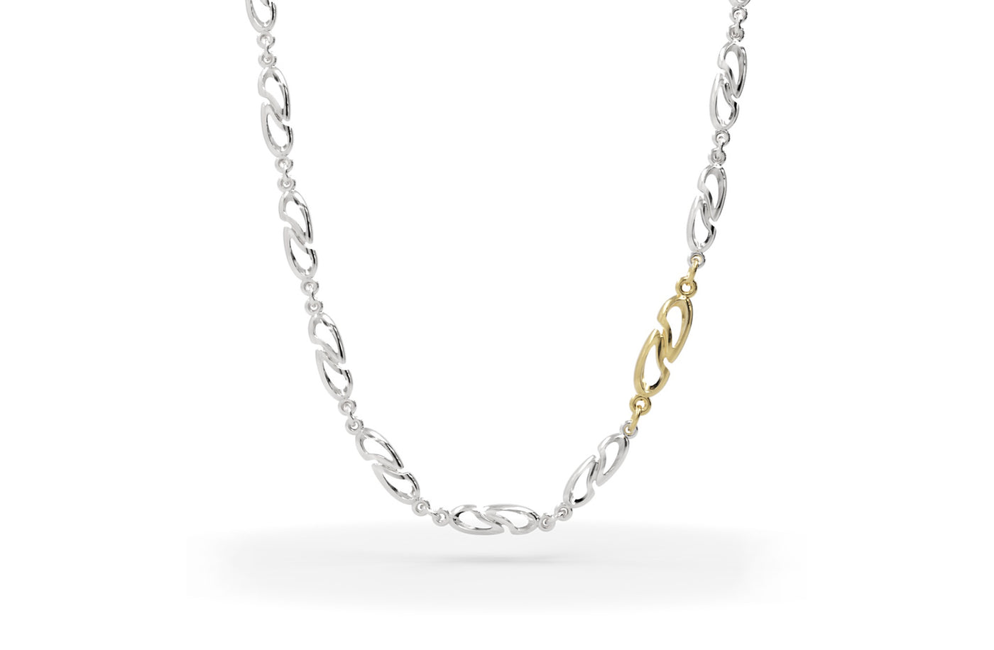 Adagio Sterling Silver and Yellow Gold Chain Necklace by The Village Goldsmith