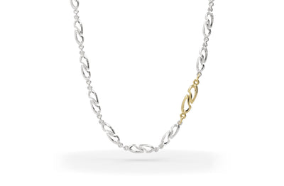 Adagio Sterling Silver and Yellow Gold Chain Necklace by The Village Goldsmith
