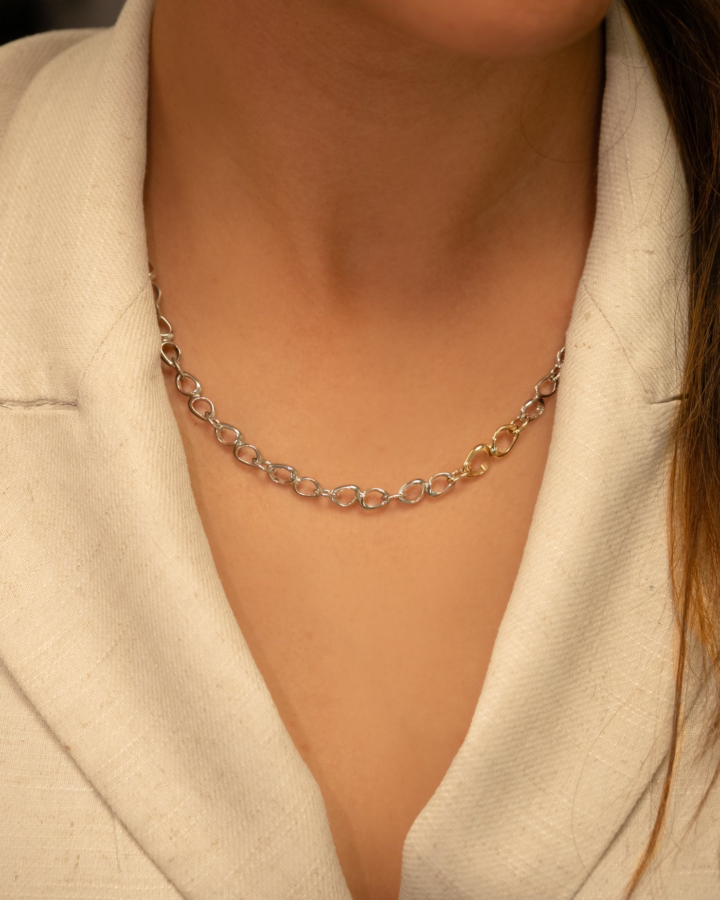 Staccato Sterling Silver and Yellow Gold Necklace