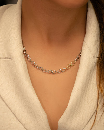 Staccato Sterling Silver and Yellow Gold Necklace