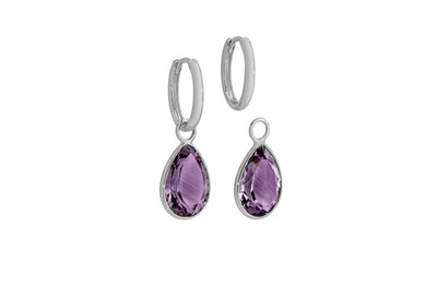 Purple Amethyst Charm Huggie Earrings in Gold | 9.25ctw