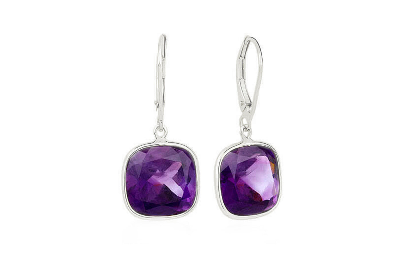 Deep Purple Amethyst Drop Earrings in Gold | 13.20ctw