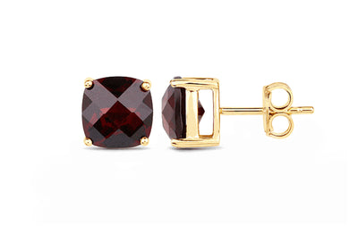 Chequerboard Garnet Stud Earrings in Gold | 4.80ctw