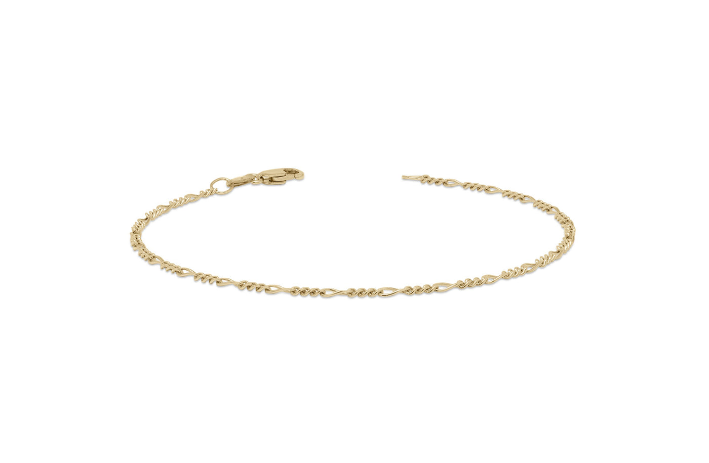 Fine Diamond Cut Figaro Chain Bracelet 3-1 in 9ct Gold