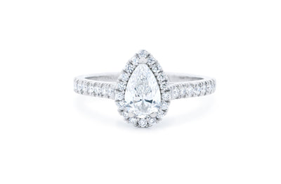 Adorn: Pear Cut Diamond Halo Ring in platinum or white gold