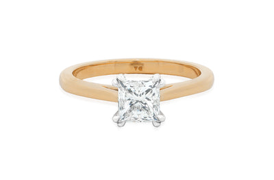 Alice: Princess Cut Diamond Solitaire Ring in 18ct Rose Gold