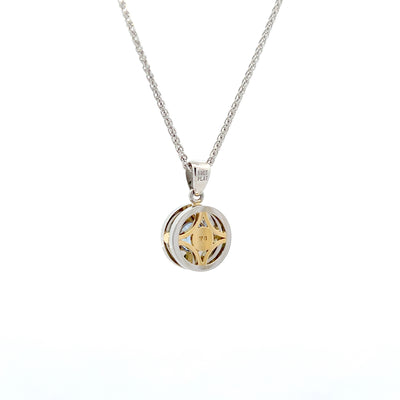 Aurelia: Sapphire and Diamond Halo Pendant in Platinum and Yellow Gold | 1.79ctw

