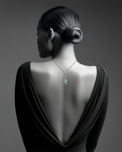 Dancer: Aquamarine and Diamond Cluster Pendant in  18ct White Gold