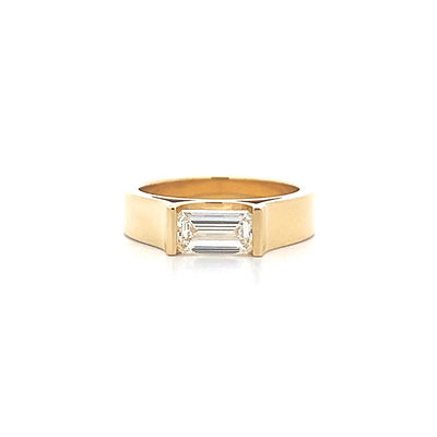 Celeste  1 carat Emerald Cut Diamond  in East to West Solitaire Ring in 18ct Yellow Gold