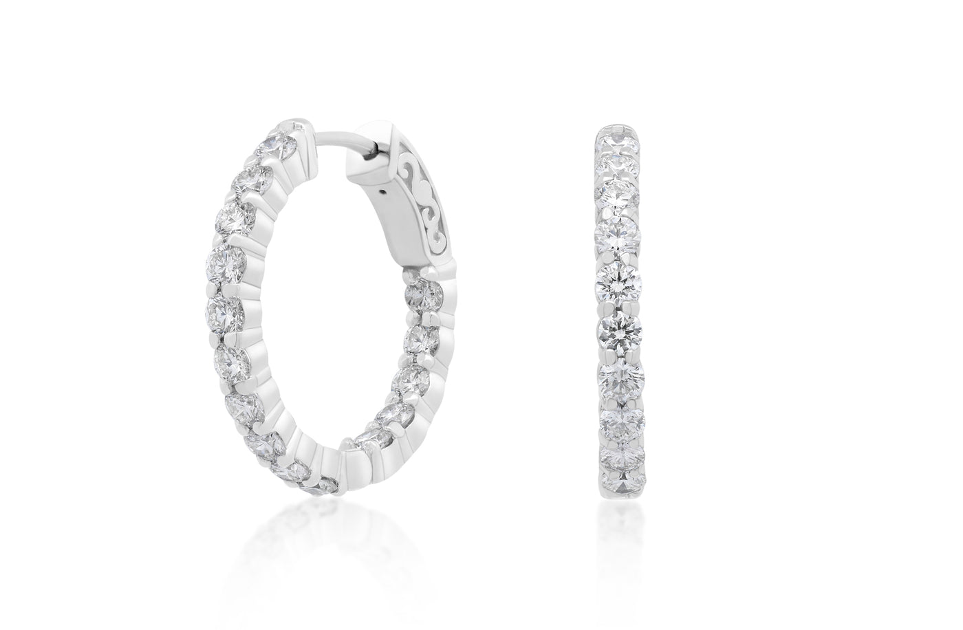 Diamond Set Hoop Earrings in Gold | 1.90ctw