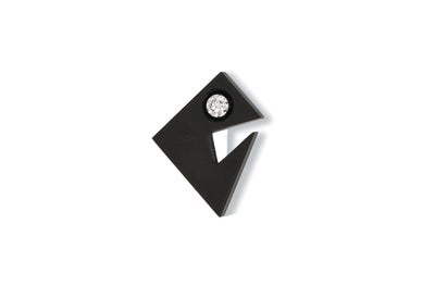 Cubist Pac-Man: Floeting® Diamond and Black Jade Brooch | 0.72ct