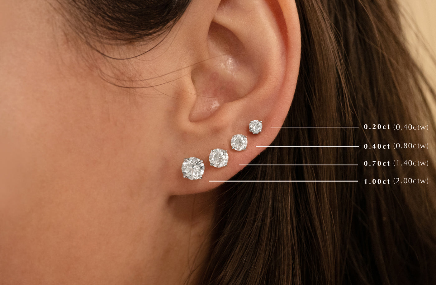 Round Brilliant Cut Diamond Stud Earrings by The Village Goldsmith, New Zealand
