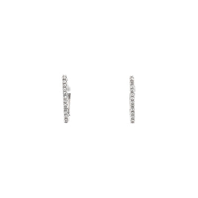 Brilliant Cut Diamond Set Bar Huggie Earrings in White Gold | 0.06ctw