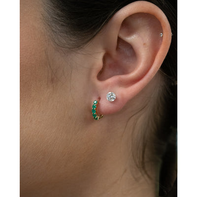 Emerald Claw Set Huggie Earrings in Yellow Gold | 0.34ctw