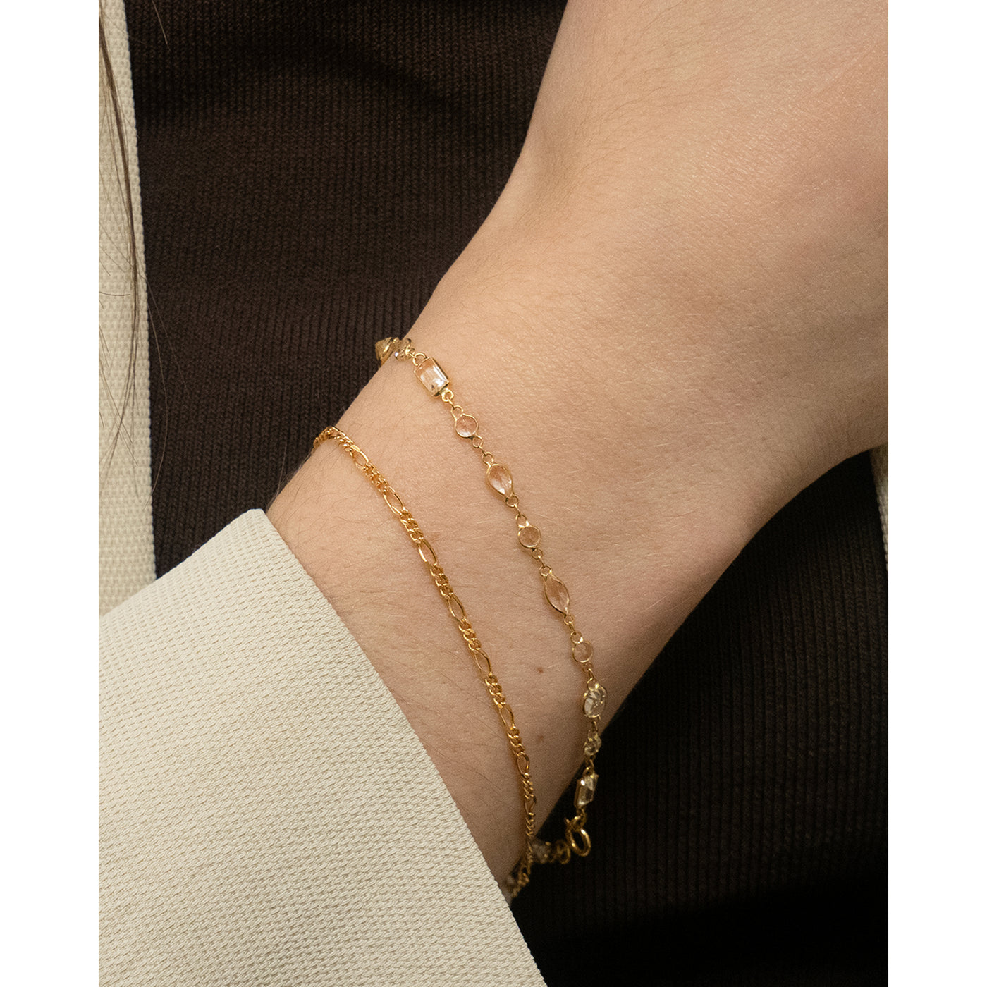 Fine Diamond Cut Figaro Chain Bracelet 3-1 in 9ct Gold