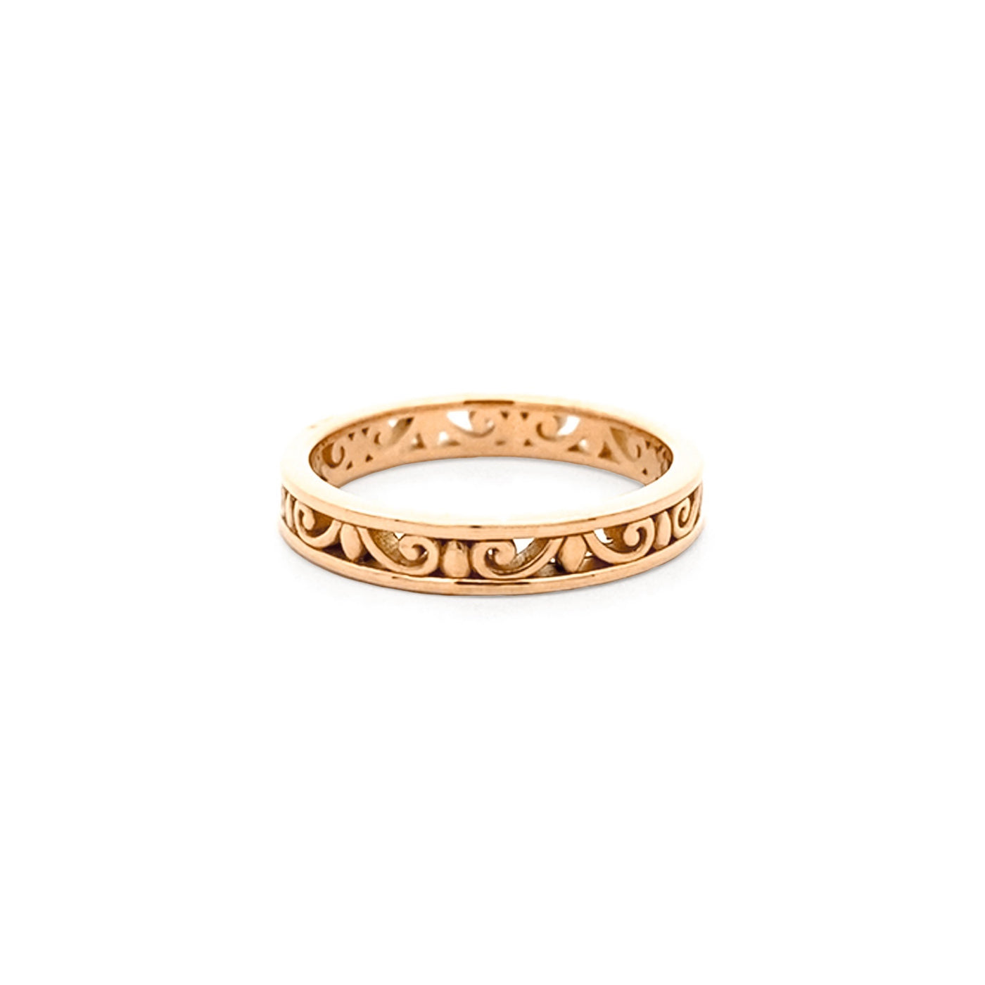 Filigree Patterned Shaped Ring in Rose Gold