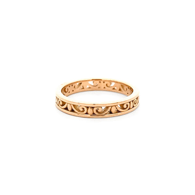 Filigree Patterned Shaped Ring in Rose Gold