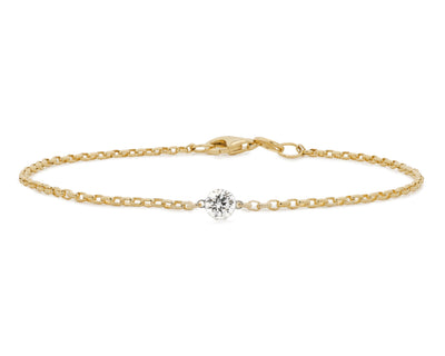 The Floeting® Diamond Solitaire Bracelet in Yellow Gold | 0.27ct F VS1
