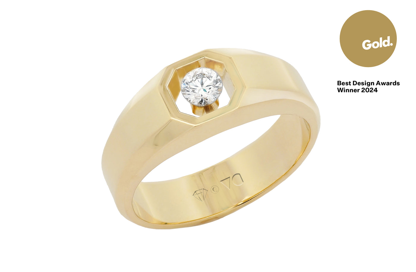 Floeting® Diamond Signet Ring in Yellow Gold | 0.26ct E VS2