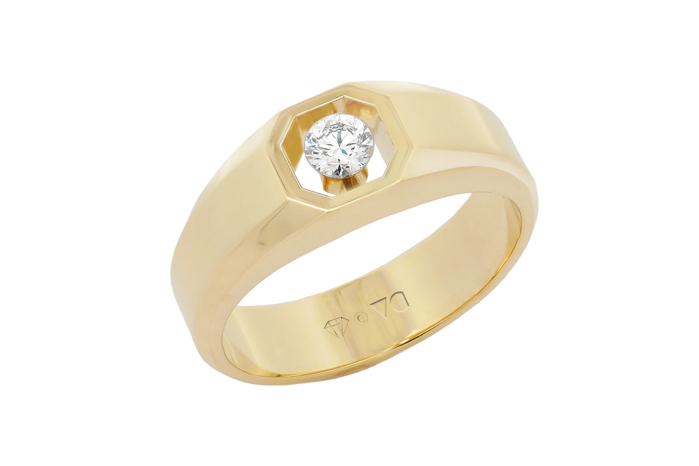 Floeting® Diamond Signet Ring in Yellow Gold | 0.26ct E VS2