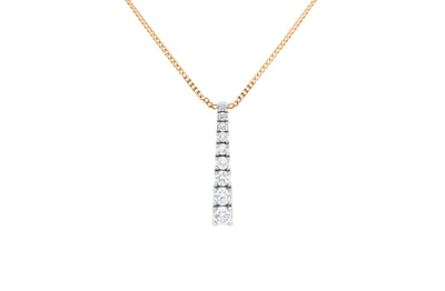 Graduated Diamond Drop Pendant in 18ct Rose Gold Chain