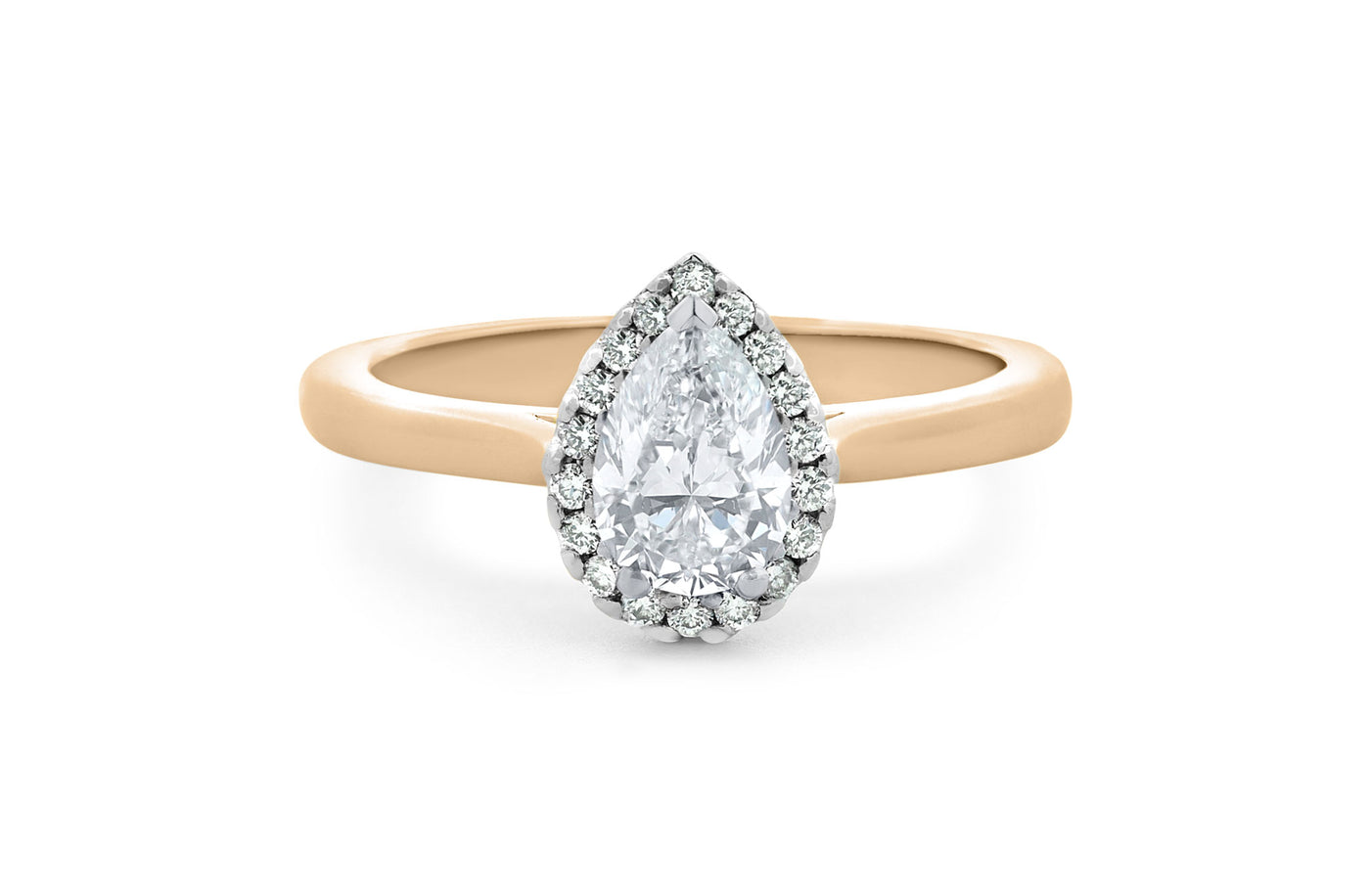 Luminous: Pear Cut Diamond Halo Ring