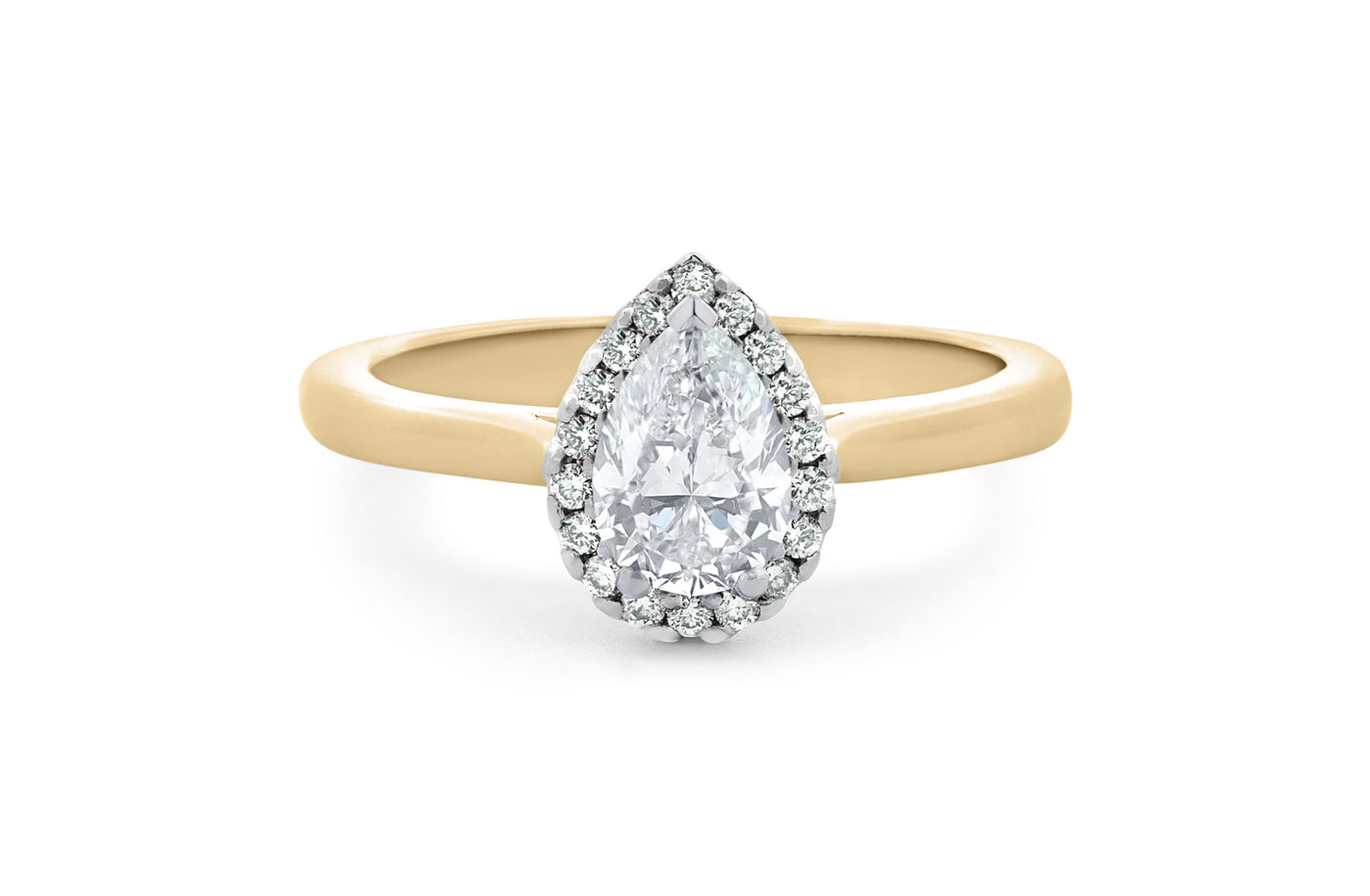 Luminous: Pear Cut Diamond Halo Ring