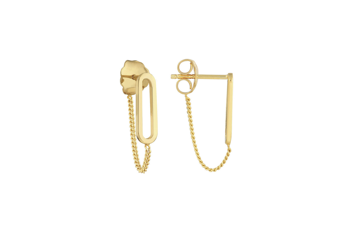 Paperclip Chain Loop Earrings in Yellow Gold