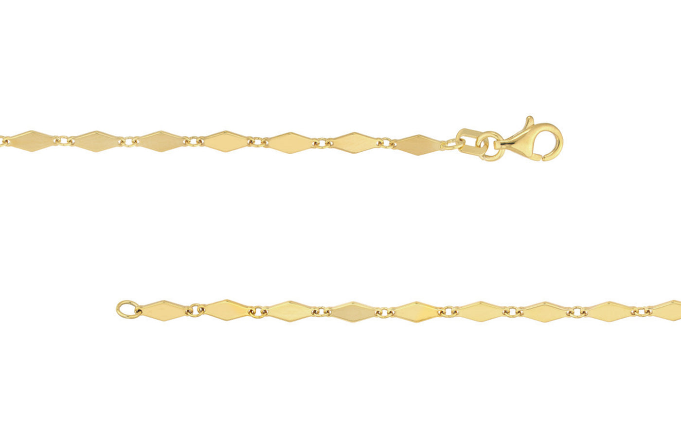 Diamond-Shaped Flat Link Necklace in Yellow Gold