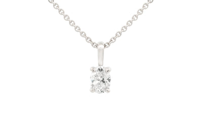 Oval Cut Diamond Solitaire Pendant in 18ct White Gold | 0.42ct | G colour | VS clarity