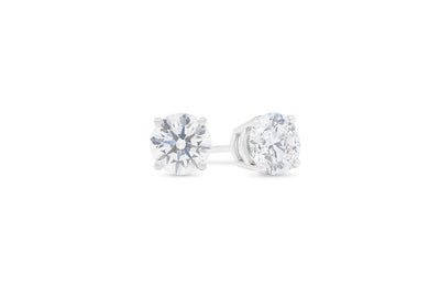 Brilliant Cut Diamond Claw Set Stud Earrings in White Gold | 0.49ctw D-G  VS2