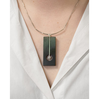Synaptic: Black Jade and Floeting® Diamond Pendant