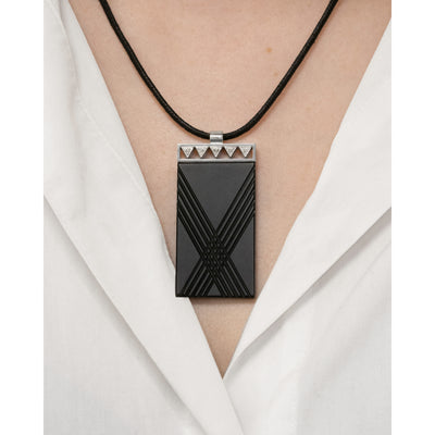 Tapa: Diamond and Black Jade Pendant in Platinum | 0.32ctw