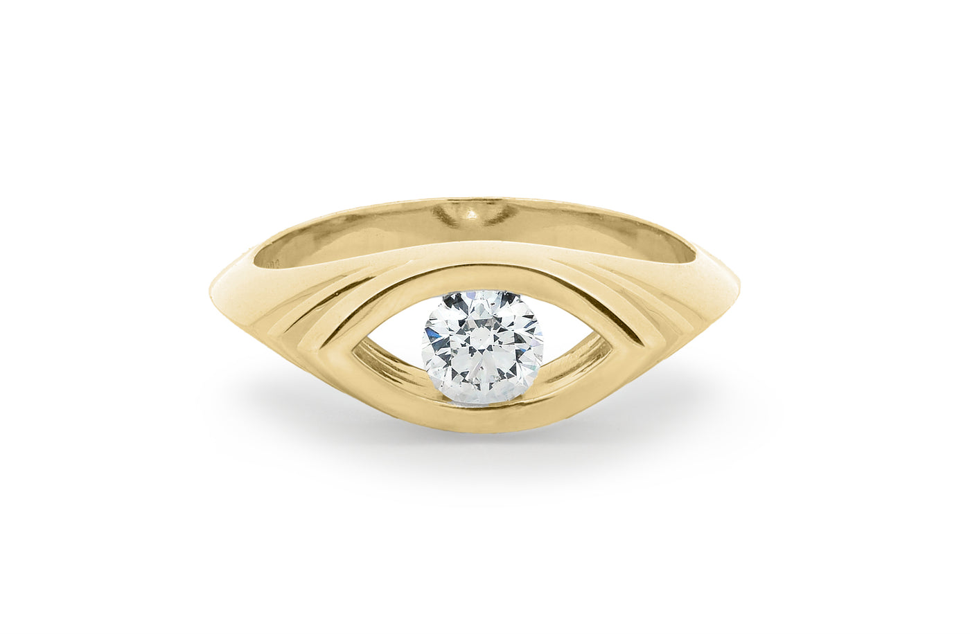 Wavelet: Brilliant Cut Diamond Solitaire Ring in yellow gold