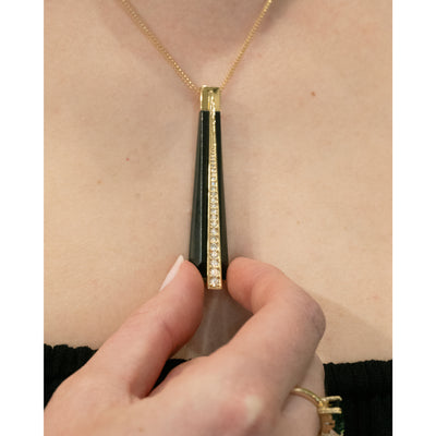 Zaha: Brilliant Cut Diamond and Black Jade Pendant | 0.60ct