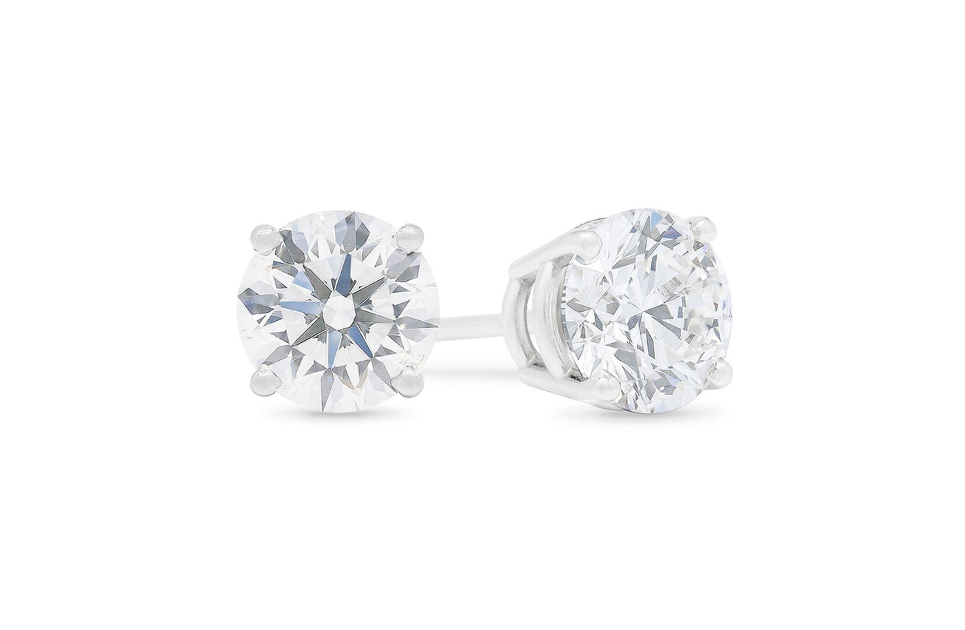 Brilliant Cut Diamond Claw Set Stud Earrings in White Gold | 1.80ctw