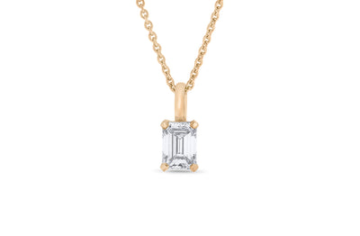 Emerald Cut Diamond Solitaire Pendant in 18ct Rose Gold