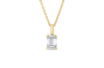 Emerald Cut Diamond Solitaire Pendant in 18ct Yellow Gold