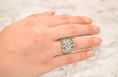 Filigree Flower Diamond Set Cluster Ring