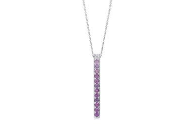 Desleigh: Sapphire & Diamond Drop Pendant in White Gold | 0.47ctw