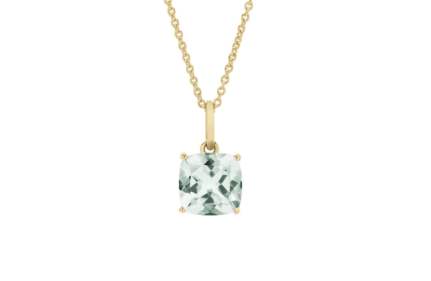 Green Amethyst Solitaire Pendant in Gold | 1.90ct