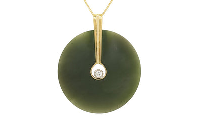 Green Circle Jade and Diamond Pendant