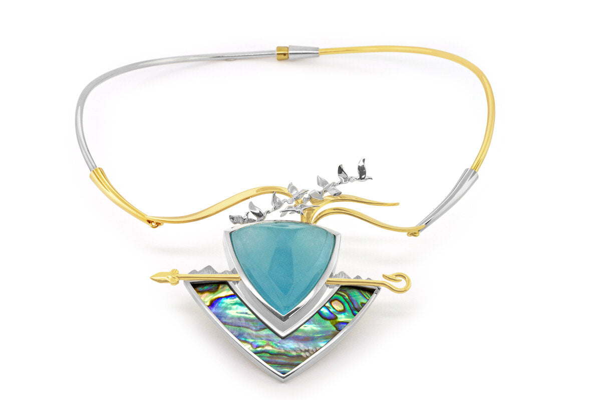 Maui: Topaz and Paua Pendant