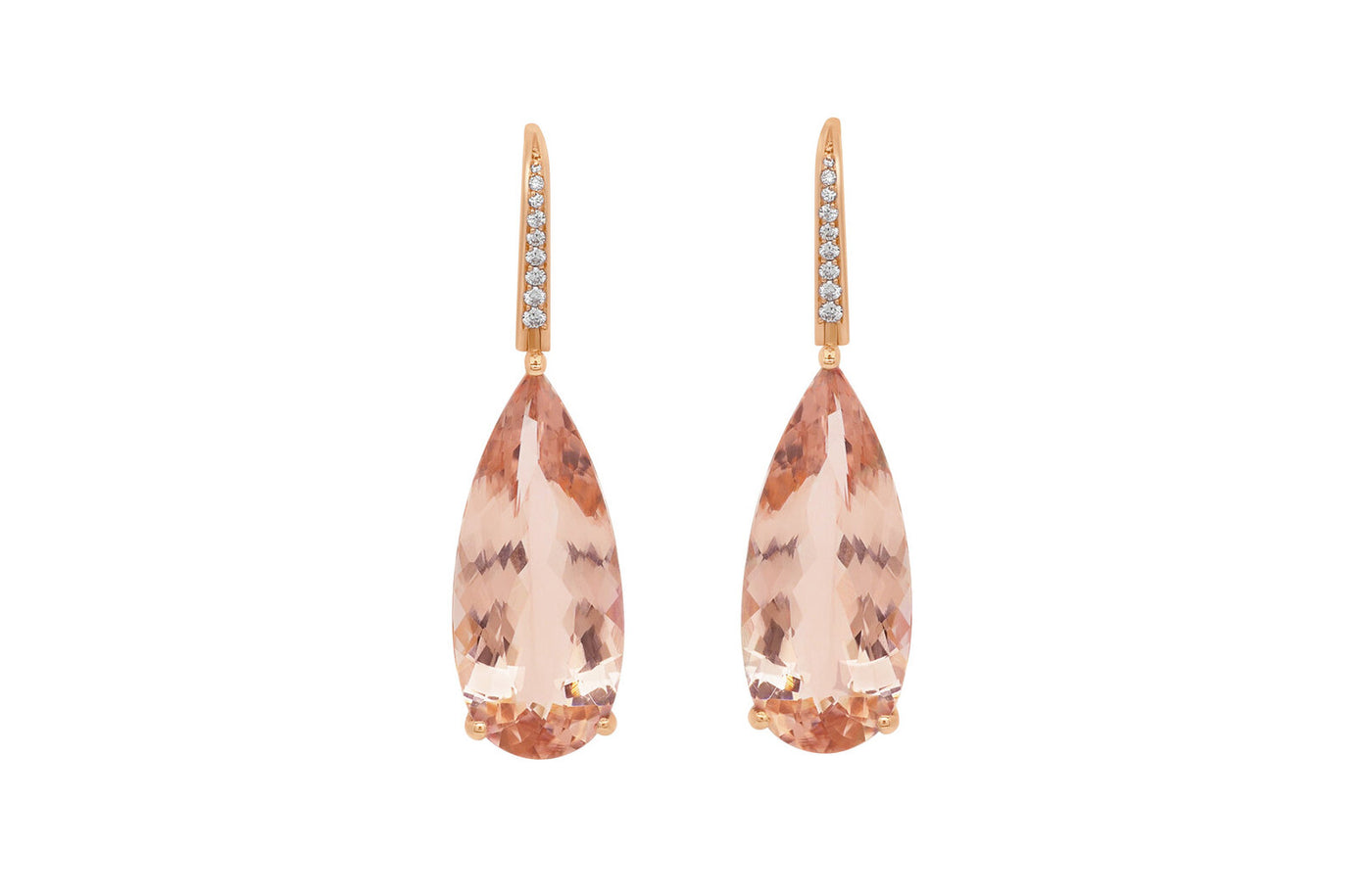 Morganite and Diamond Rose Gold Earrings