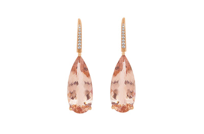 Morganite and Diamond Rose Gold Earrings