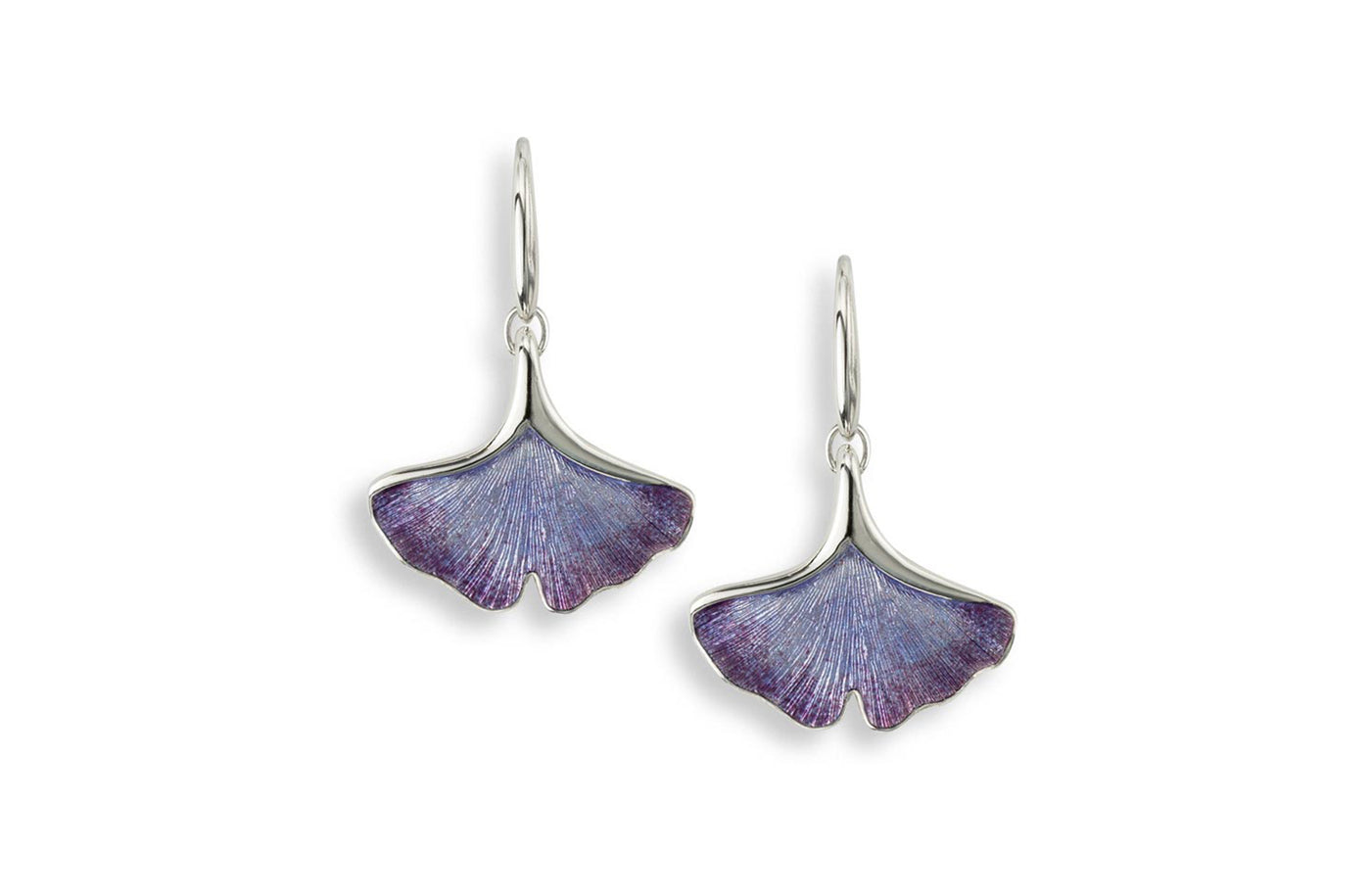 Purple Enamel Ginkgo Leaf Earrings