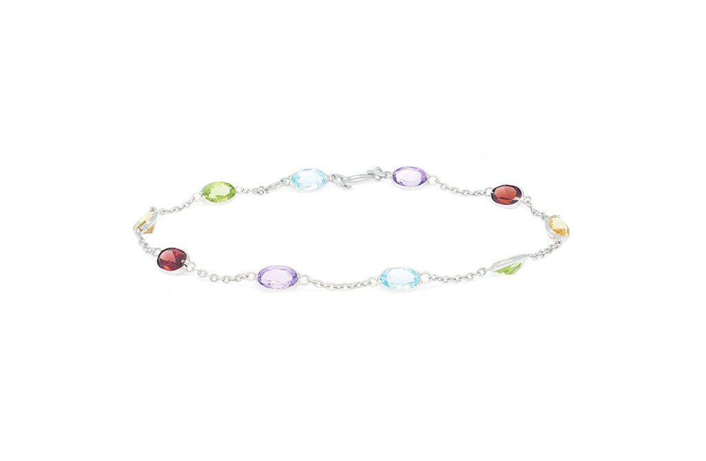 Oval Cut Coloured Gemstone Bracelet in Gold | 4.50ctw