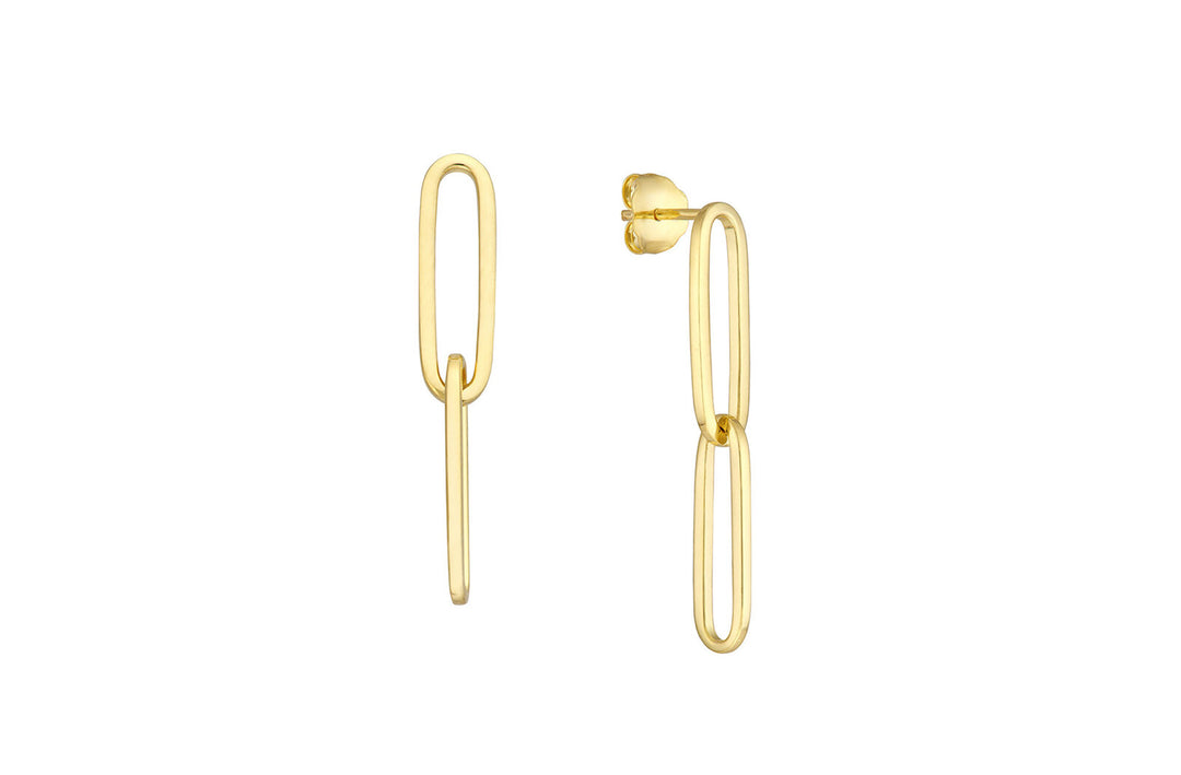 Paperclip Duo Dangle Earrings in Yellow Gold – The Village Goldsmith